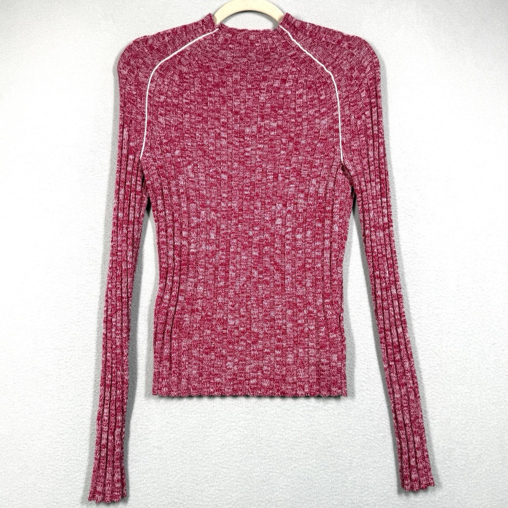 J Crew Sweater Womens Small Wide Rib Mockneck Marled Merino Wool Pullover